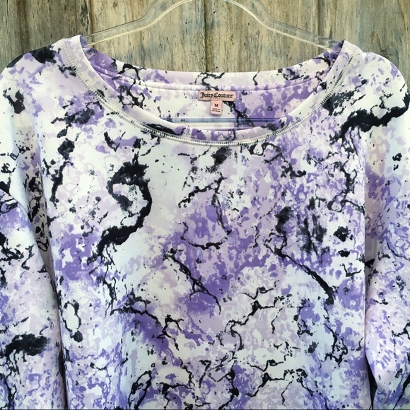 Juicy Couture Purple Abstract Scuba Long Sleeve Crew Neck Sweatshirt Medium - Picture 3 of 8